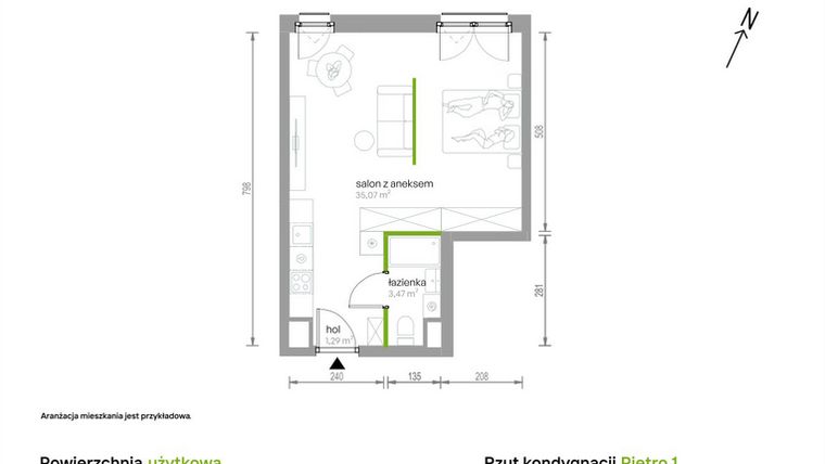 Rzut - Mieszkanie na sprzedaż 1 pokój o powierzchni 39,83 m² - numer 1/A/10 w Kijowska Vita