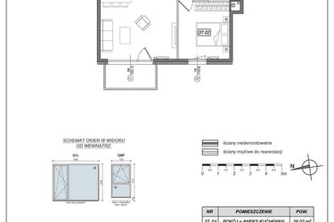 Rzut - Mieszkanie na sprzedaż 2 pokoje o powierzchni 49,21 m² - numer 9.A.37 w Urzeka bud. 9