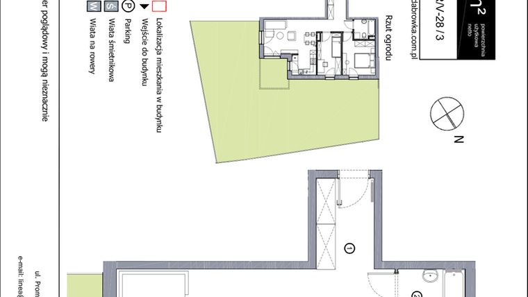 Rzut - Mieszkanie na sprzedaż 3 pokoje o powierzchni 58,09 m² - numer R_V-28_3 w os. Dąbrówka – Leśna Polana