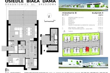 Rzut - Mieszkanie na sprzedaż 4 pokoje o powierzchni 87,79 m² - numer B.3 w Osiedle "Biała Dama"