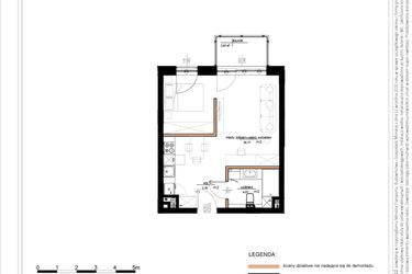 Rzut - Mieszkanie na sprzedaż 2 pokoje o powierzchni 39,33 m² - numer B.1.71 w Daszyńskiego Square etap 1