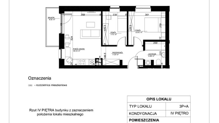 Rzut - Mieszkanie na sprzedaż 3 pokoje o powierzchni 48,05 m² - numer 27 w Esperanto Park etap II