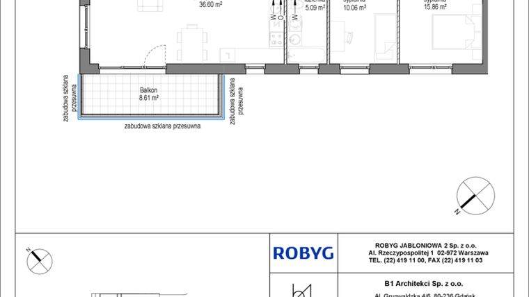 Rzut - Mieszkanie na sprzedaż 3 pokoje o powierzchni 78,58 m² - numer A.2M01 w Kobieli 4