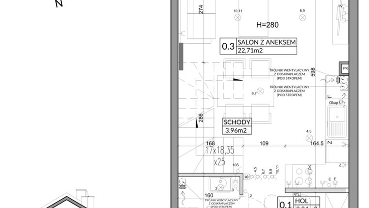 Rzut - Dom na sprzedaż 3 pokoje o powierzchni 65,83 m² - numer 8B w Nova Magdalenka 7