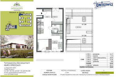 Rzut - Mieszkanie na sprzedaż 3 pokoje o powierzchni 82,82 m² - numer I3M1 w Jaśminowe Wzgórze - etap II