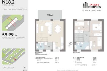 Rzut - Dom na sprzedaż 4 pokoje o powierzchni 59,99 m² - numer N18.2 w Osiedle Gwiazdowo etap 12