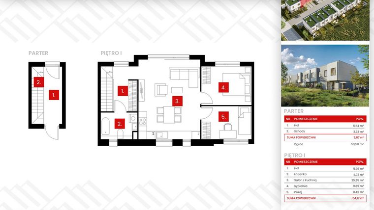 Rzut - Dom na sprzedaż 3 pokoje o powierzchni 64,04 m² - numer 14_2 w Osiedle Zakątek Nadrzeczna