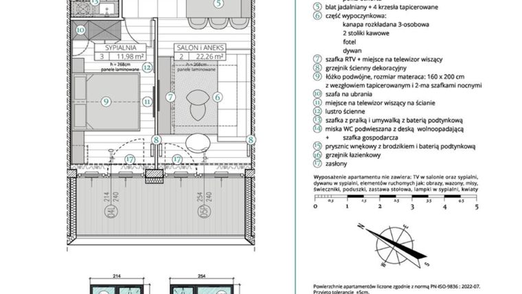 Rzut - Mieszkanie na sprzedaż 2 pokoje o powierzchni 42,87 m² - numer A.2.5 w Remedium