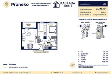 Rzut - Mieszkanie na sprzedaż 2 pokoje o powierzchni 54,19 m² - numer B2_2M04 w Kaskada Jasień - etap II