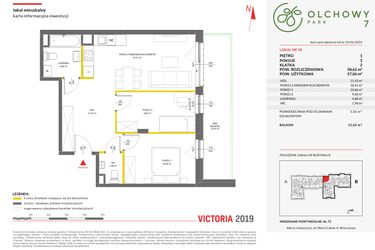 Rzut - Mieszkanie na sprzedaż 3 pokoje o powierzchni 58,62 m² - numer 58 w Olchowy Park VII