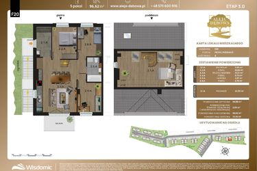 Rzut - Mieszkanie na sprzedaż 5 pokoi o powierzchni 96,62 m² - numer F20 w Aleja Dębowa III - mieszkania