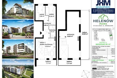 Rzut - Mieszkanie na sprzedaż 5 pokoi o powierzchni 97,2 m² - numer H.4.167 w Helenów Park