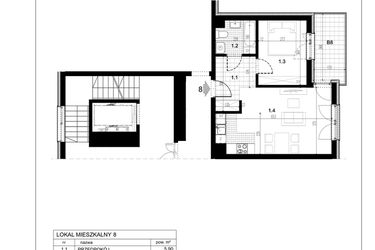 Rzut - Mieszkanie na sprzedaż 2 pokoje o powierzchni 41,13 m² - numer C1.8 w Centralna II