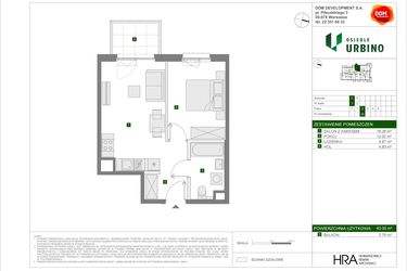 Rzut - Mieszkanie na sprzedaż 2 pokoje o powierzchni 40 m² - numer C24 w Osiedle Urbino etap 4.2