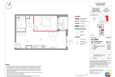 Rzut - Mieszkanie na sprzedaż 2 pokoje o powierzchni 48,91 m² - numer A1.2/067 w Fabrica URSUS