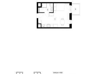 Rzut - Mieszkanie na sprzedaż 1 pokój o powierzchni 25,86 m² - numer M021 w Oh! Praga