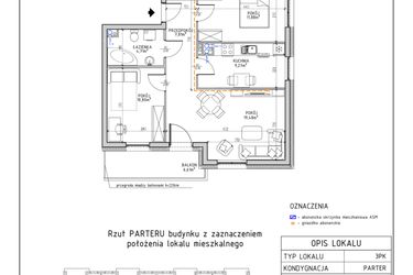 Rzut - Mieszkanie na sprzedaż 3 pokoje o powierzchni 63,95 m² - numer 7 w Osiedle Foresto