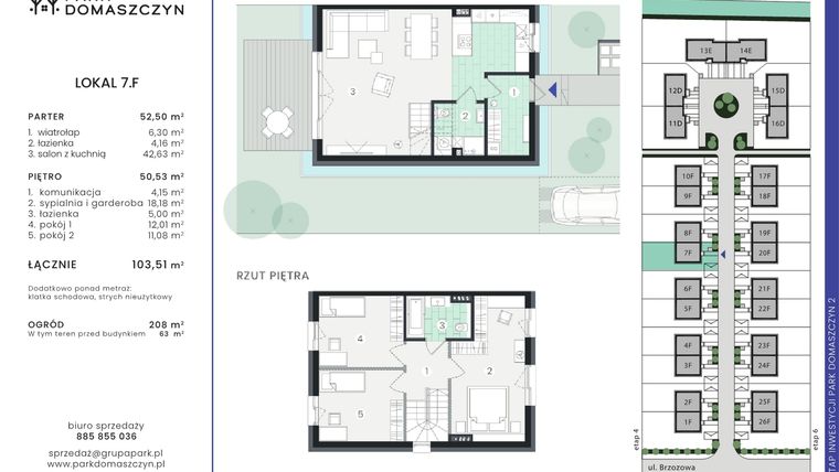 Rzut - Dom na sprzedaż 5 pokoi o powierzchni 103,51 m² - numer 7F w Park Domaszczyn 2 - etap 5