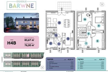 Rzut - Mieszkanie na sprzedaż 4 pokoje o powierzchni 83,67 m² - numer H04B w Osiedle Barwne I