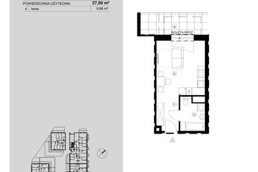 Rzut - Mieszkanie na sprzedaż 1 pokój o powierzchni 27,6 m² - numer M2.0.75 w Modern Helenów
