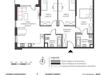Rzut - Mieszkanie na sprzedaż 4 pokoje o powierzchni 80,18 m² - numer 5B/10 w Nowy Goszyn