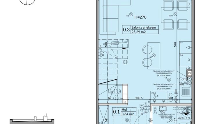 Rzut - Dom na sprzedaż 3 pokoje o powierzchni 62,3 m² - numer 33B w Osiedle Stokrotki etap 4 i 5