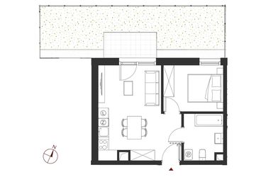 Rzut - Mieszkanie na sprzedaż 2 pokoje o powierzchni 36,8 m² - numer B.0.1 w Apartamenty Symfonia