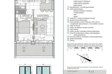 Rzut - Mieszkanie na sprzedaż 2 pokoje o powierzchni 42,87 m² - numer A.3.5 w Remedium