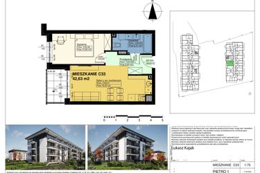 Rzut - Mieszkanie na sprzedaż 2 pokoje o powierzchni 42,63 m² - numer C33 w Duo Park