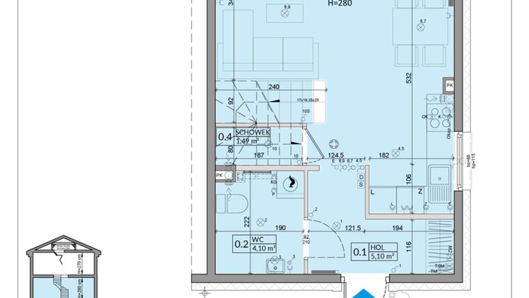 Rzut - Dom na sprzedaż 3 pokoje o powierzchni 75,74 m² - numer 27B w Zielono Mi 2 etap 2