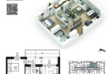 Rzut - Mieszkanie na sprzedaż 3 pokoje o powierzchni 50,2 m² - numer 51 w Piano Park etap V