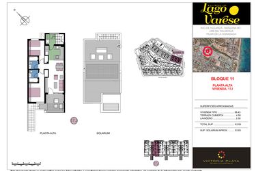 Rzut - Mieszkanie na sprzedaż 2 pokoje o powierzchni 63,59 m² - numer 17J w Residencial Lago Varese
