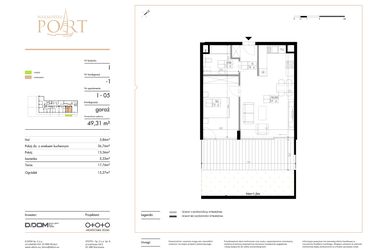 Rzut - Mieszkanie na sprzedaż 2 pokoje o powierzchni 49,31 m² - numer I_5 w Warmiński Port etap V