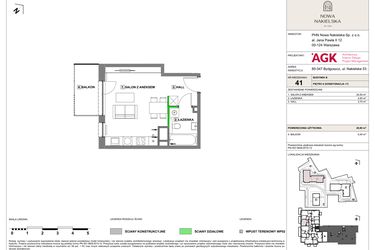Rzut - Mieszkanie na sprzedaż 1 pokój o powierzchni 28,8 m² - numer NN-B-LM-41 w Nowa Nakielska by PHN