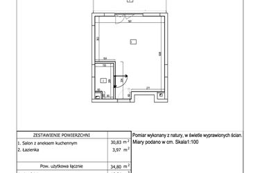 Rzut - Mieszkanie na sprzedaż 1 pokój o powierzchni 34,8 m² - numer 33 w Aquamarina Dąbki