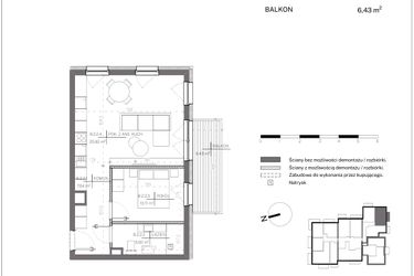 Rzut - Mieszkanie na sprzedaż 2 pokoje o powierzchni 49,27 m² - numer B.2.2 w Polanka 21