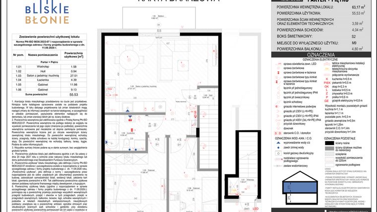 Rzut - Dom na sprzedaż 3 pokoje o powierzchni 55,53 m² - numer A1-2 w Bliskie Błonie