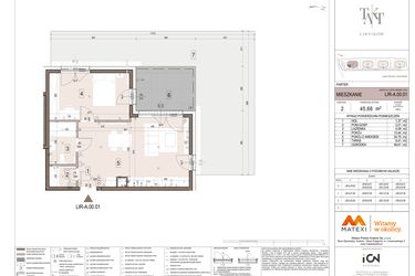 Rzut - Mieszkanie na sprzedaż 2 pokoje o powierzchni 45,66 m² - numer A.00.01 w Takt Lirników