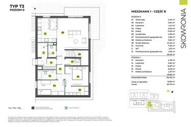 Rzut - Mieszkanie na sprzedaż 5 pokoi o powierzchni 154,84 m² - numer 3BL/1 w Skowronia
