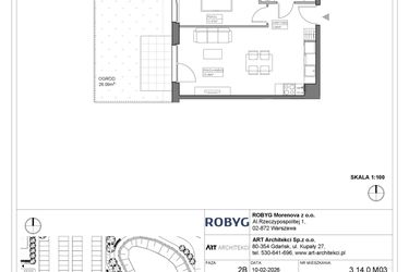 Rzut - Mieszkanie na sprzedaż 2 pokoje o powierzchni 42,48 m² - numer 3.14.0M03 w Szumilas bud. 3.11 - 3.15