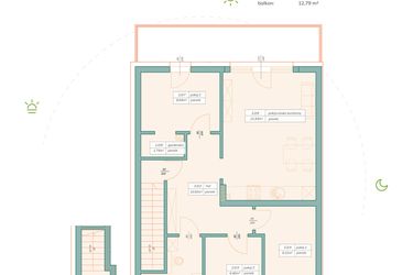 Rzut - Mieszkanie na sprzedaż 4 pokoje o powierzchni 66,2 m² - numer 9 w Wspólna 25