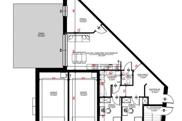 Rzut - Mieszkanie na sprzedaż 4 pokoje o powierzchni 99,29 m² - numer A1 w Chrzanowskiego 15