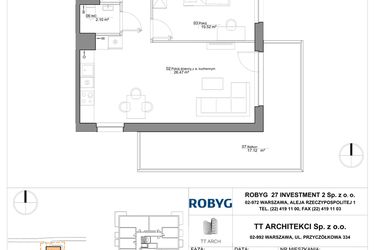 Rzut - Mieszkanie na sprzedaż 3 pokoje o powierzchni 61,24 m² - numer SU3/A/2/4 w Sady Ursynów III