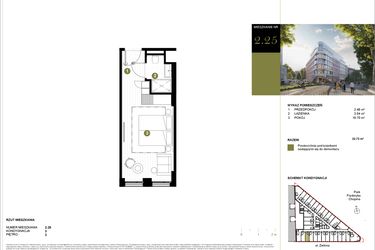 Rzut - Mieszkanie na sprzedaż 1 pokój o powierzchni 22,72 m² - numer 225 w Y3 Signature Hotel