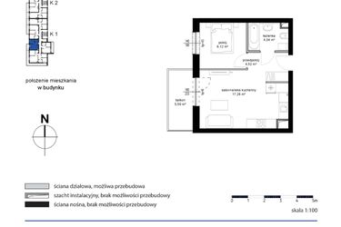 Rzut - Mieszkanie na sprzedaż 2 pokoje o powierzchni 33,96 m² - numer 13 w Kwarcowe Wzgórze - bud. 2