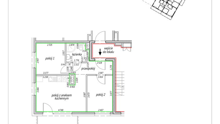 Rzut - Mieszkanie na sprzedaż 3 pokoje o powierzchni 41,73 m² - numer 3-M12 w Bagry - ul. Lipska/Siemienowicza