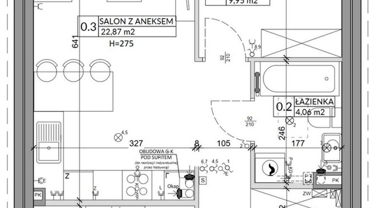 Rzut - Mieszkanie na sprzedaż 3 pokoje o powierzchni 57,39 m² - numer 57A w Osiedle Młodych etap IX