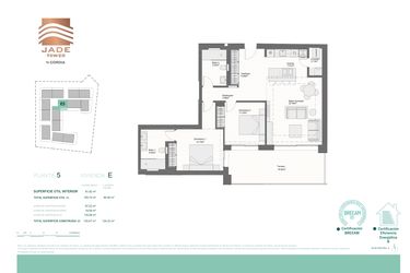 Rzut - Mieszkanie na sprzedaż 2 pokoje o powierzchni 100,79 m² - numer 5E w Jade Tower - Cordia
