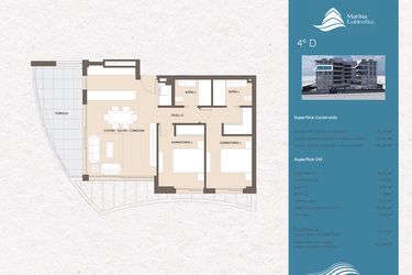 Rzut - Mieszkanie na sprzedaż 2 pokoje o powierzchni 79,75 m² - numer GB-4D w Marina Golden Bay