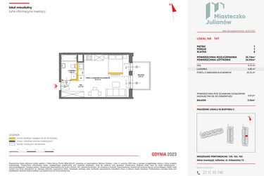 Rzut - Mieszkanie na sprzedaż 1 pokój o powierzchni 35,74 m² - numer 147 w Miasteczko Julianów